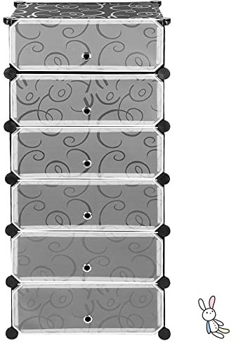 RELOVE Armario, Armario Dormitorio, Armario de plástico, Armario Combi con Puerta, Armario Plegable portátil para Ropa, Libros, Juguetes,Armario de Almacenaje de Ropa para Dormitorio (6 Pisos)