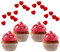 Gyufise 20 Stück Valentinstag Liebe Herz Cupcake Topper Rot 3D Herz Happy Valentines Day Cupcake Picks für Valentinstag Thema Hochzeit Brautdusche Geburtstag Party Kuchen Dekorationen Zubehör L