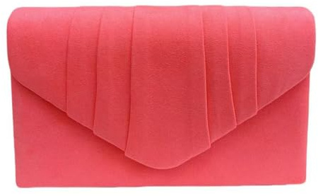 LeahWard Women's Suede Glitter Clutch Handbags Purse Wedding Bags Evening Handbags 308 (N.Fuchsia)