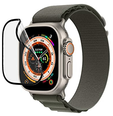 RHINOSHIELD protection écran anti-chocs 3D compatible avec Apple Watch Ultra/Ultra2 49 mm | 3X plus de protection contre les chocs - Bords incurvés 3D pour une couverture complète