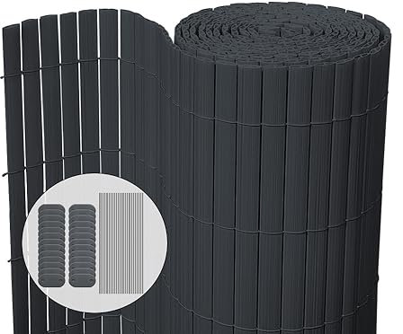 VOUNOT® Canisse en PVC Brise Vue Ultra Renforcé avec Attaches de Fixation Double Face pour Jardin Balcon et Terrasse Résistante à la Corrosion et aux Intempéries 100x300cm Gris