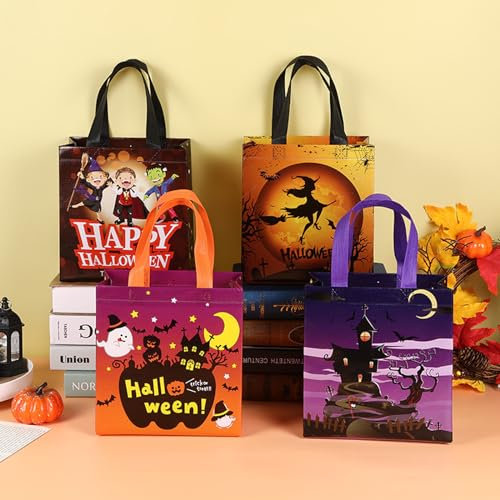 YOONIA Halloween Süßigkeit Tasche Behandelt Taschen, 12 Stück wasserdichte Kinder Halloween Candy Taschen für Süßes oder Saures, Taschen für Leckereien Snacks, Halloween Goodie Taschen