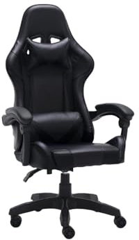 VBChome Bürostuhl Schwarz Öko-Leder Sessel Rotierend mit Hoch Reguliert Computerstuhl Arbeitsstuhl Gaming Stuhl Drehbarer Ergonomisch Entspannung Schwarz