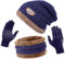 ANCEER Winter Accessories Set: Thermo Fleece Mütze, Schal & Handschuhe, Unisex, Dunkelblau, Erwachsene (Unisex)