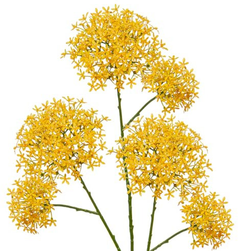 Briful 70CM 3er Set Kunstblumen Wie Echt Künstliche Kronenblumen Calotropis Gigantea Schleierkraut Gelbe Kunstblumen Dekorative Gypsophila für Hochzeit Party Frühling Dekoration