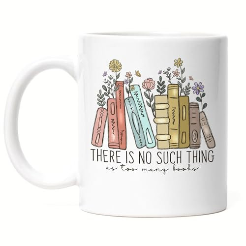 Hey!Print There is no such thing as too many books Tasse Weiß Leseratte Bücherwurm Bestseller