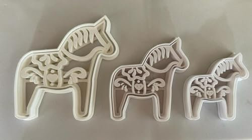 Dalapferd Ausstechform Cookie Cutter, Ausstecher inkl. Stempel (weiß, Set)