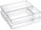 DIMJ Clear Drawer Organiser, Large PET Plastic Storage Trays Desk Vanity Containers, 3-Size Washable Utensils Bins for Makeup, Jewelries, Bathroom, Kitchen, Office (6 Pack)