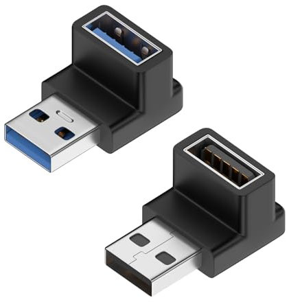 YUNKOZAND Adaptador USB 3.1 de 90 grados, ángulo recto macho a hembra para PC, portátil, cargador y más dispositivos (arriba y abajo)