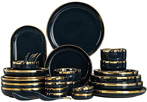 Essteller-Set, Geschirr-Sets für 2/4/6 Personen – Essteller/Sets – Teller-Set, Geschirr-Set – Teller und Schüsseln (Cyan, 9-TLG.)