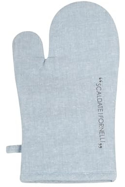 KASANOVA Guanto Forno Ottanio con Scritta in Misto Cotone Blu