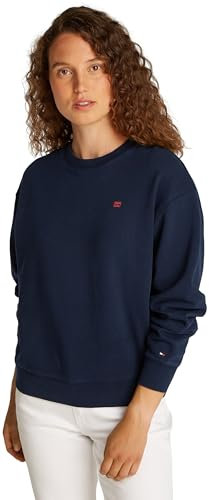 Tommy Hilfiger Damen Sweatshirt Contrast Flag Regular Fit, Blau (Dark Night Navy), XXS