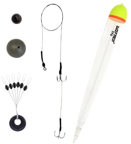 Fishing DEAD BAIT FLOAT for PIKE Kit Set - Float, 30lb Wire Trace, 50cm Handmade Rig, Size 4 Trebles, Swivel, Stopper, Rubber Beads- Ideal for Predators - ALL YOU NEED