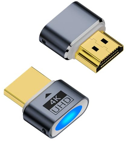 QIANRENON HDMI Headless Monitor Display Dummy Plug HDMI Monitor Control Remote Simulator Adapter 1080P 2K 4K @60Hz UHD EDID, con luz LED, para PC remota de escritorio, sistemas sin cabeza, juegos, 2