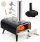 GYMAX Forno per Pizza da Esterno a Legna, Pietra Girevole 30 cm, Pala e Termometro, Portatile in Acciaio Inossidabile con Borsa