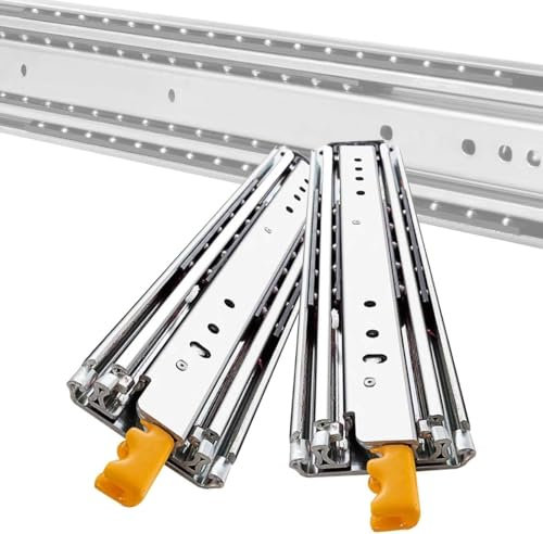 Industrielle Schubladenführungen mit Schloss, 1000 mm, 1200 mm, 1400 mm, 1600 mm, 1800 mm, 2000 mm, robuste Schubladenführungen mit Kugellager, 1 Paar Schrankschubladenführungen, einfarbig,