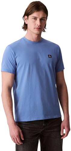 Calvin Klein Herren T-Shirt Kurzarm Badge Jersey Classic Tee aus Baumwolle, Blau (Dull Nile Blue), M