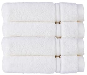 Christy Antalya Face Cloths | Set of 4 | 100% Turkish Cotton | 600GSM | Soft Plush Luxury Flannels | 4 Wash Cloths | Quick Dry | White