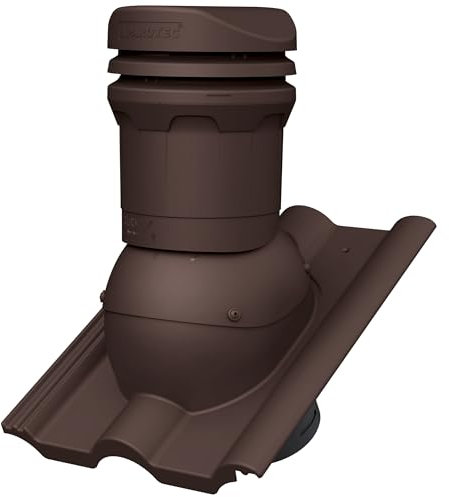 Parotec Entlüftungskamin DN 125 mm – niedrige 325 mm – passiv Dachlüfter für BRAAS FRANKFURTER BENDERS MECKLENBURGER Dachziegel – Dachentlüftung | Lüftungsziegel – RAL 8017 Braun