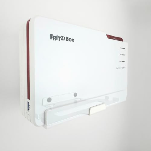 Wandhalterung für AVM Fritzbox 5690 Pro aus Metall, stabil und platzsparend, Wandmontage, Halterung für Fritz-Router 5690 Pro Metall in weiß - Made in Germany