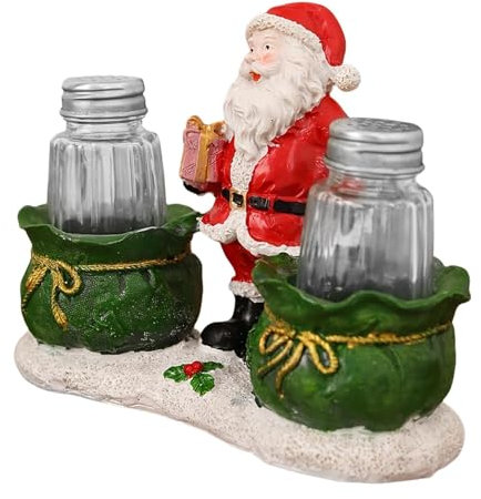 Salero y pimentero navideño, salero transparente con bandeja, recipiente creativo para condimentos, recipiente multifuncional transparente para condimentos