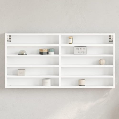 Myheimly Vitrinenschrank, Sammlervitrine, Hängevitrine Wandregal für Wohnzimmer, Wandvitrine Hängeregal Weiß 100x8,5x50 cm Holzwerkstoff