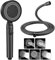 Shower Head and Hose, Powerful Shower Head, 5 Modes Black Shower Head, High Pressure Shower Heads with Stop Button, Shower Head and Hose Set for Adults Children Pets Home and Gym Use