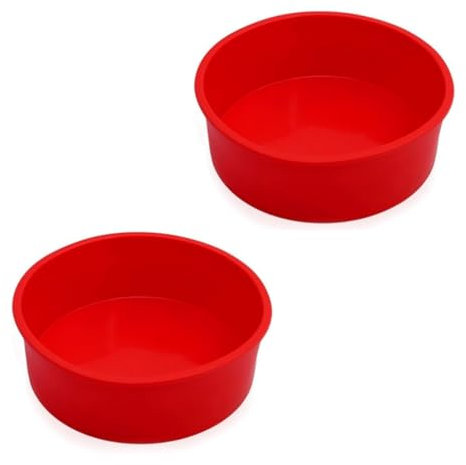 hzbaiyi 2Pcs Cake Tins for Baking Silicone Cake Pan Round Baking Pan Non-Stick and Quick Release Baking Pans for Cheesecake Bread Cheese Rainbow Cake (6 Inch)