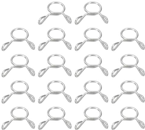 sourcing map Fuel Line Hose Clips, 30Pcs 7mm ID 8.3mm Max. ID 304 Stainless Steel Water Pipe Air Tubing Spring Hose Clamps for Motorcycle Scooter ATV, Silver