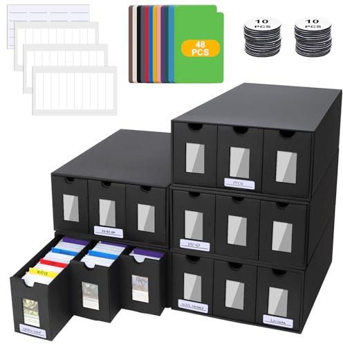 BILIPLE Sammelkarten-Aufbewahrungsbox für 15000+ Karten, MTG Deck Box mit Commander Display, Karten Box mit 48 Bunt Trennwänden, Trading Card Storage Box für TCG, PTCG, MTG, Sports Karten