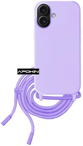 Max Power Digital Cover per Cellulare in Corda IPhone 16 Custodia in Morbido Silicone con Cordino - Possibilità di Appenderla al Collo (Viola)