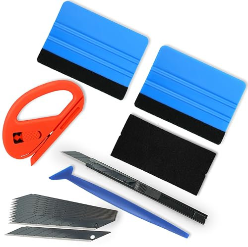 DIY Vinyl Wrap Tools, Kitchen Wrap, Wallpaper Smooth Tool, Countertop Wrap, Window Tint, Cabinet Wrap, Peel & Stick Install Tool, Felt Edge Squeegee, Edge Sticker, Cutter, Utility Knife, 6 in 1