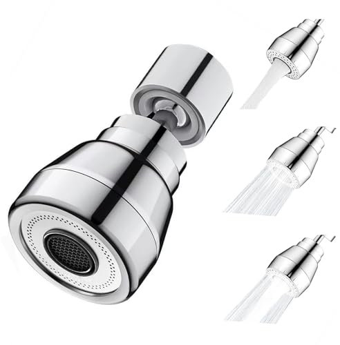 360° Swivel Kitchen Tap Adapter: Faucet Aerator Nozzle with 3 Modes - Tap Sprayer Attachment for Kitchen Sink, Dishwashing, Food Rinsing - Ideal for Families and Home Cooks