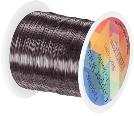 M METERXITY Alambre Para Joyería De 0.3 mm, Calibre 28 328FT Alambre De Cobre Para Bisutería/Plantación/Tejido/Manualidades DIY, Alambres Blandos De Metal [100M, Negro Metálico]