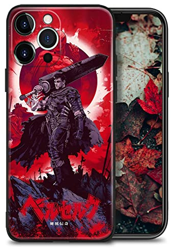HWLHJJ Berserk Guts and Femto Black Manga Silicone Case - Anime TPU Protective Phone Shell for iPhone 14 Plus
