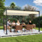 UISEBRT 3x4 m Pergola Pavillon mit stabilem Stahlgestell und hochwertigem Schiebedach aus PA-beschichtetem Polyester, freistehende Terrassenüberdachung, ideal für Outdoor (Beige)