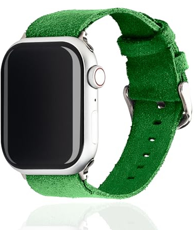 YS ACCESSORIES Suede Leather iWatch Strap, for Apple Watch 44mm 42mm 41mm 40mm 38mm, Compatible with iWatch Series, Unisex Soft Replacement Band with Quick Release