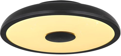 Globo Deckenleuchte Wohnzimmer LED Deckenlampe Dimmbar Fernbedienung mit Lautsprecher Farbwechsel schwarz 41366B