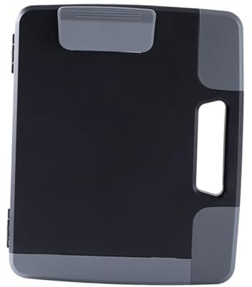 jojofuny Boîte de Rangement Plastique avec Poignée Organisateur de Documents Portable pour Bureau Maison et École Noir