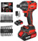 Huini Cordless Impact Wrench,Electric Wrench Variable Speed,1/2 Brushless Power Impact Driver, Max Torque 450N.m with LED,14 Sockets, 10PCS Screwdriver Bits, 1.5Ah Battery for Car Home Projects