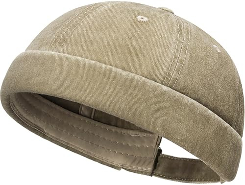 Lynmquober Unisex Cotton Brimless Beanie Hat Retro Casual Docker Sailor Skull Cap