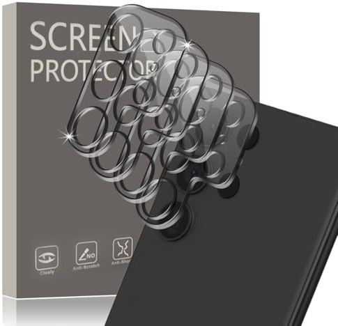 Gelaasso Pack of 4 for Samsung Galaxy S23 Ultra Camera Protection, Single Lens Protective Films, 9H Hardness Tempered Glass Protection, Anti-Scratch Camera Protection