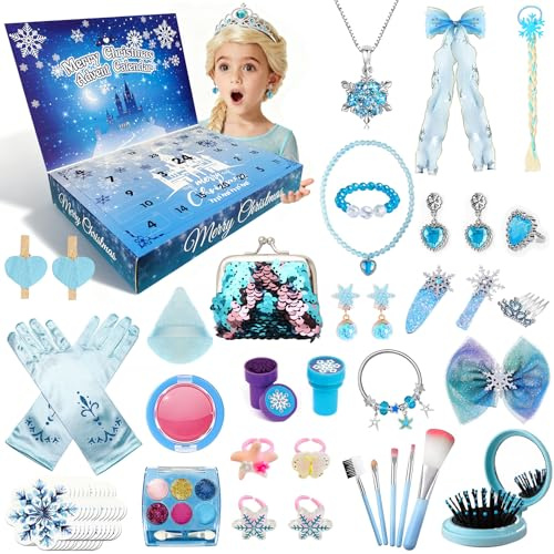 HUTRADE Schmuck Adventskalender 2025 für Mädchen - 24 Tage Überraschungen Mit Armbändern, Halsketten, Haarclips Und DIY-Elementen, Ideal Für Weihnachts-Countdown Und Festliche Familienmomente