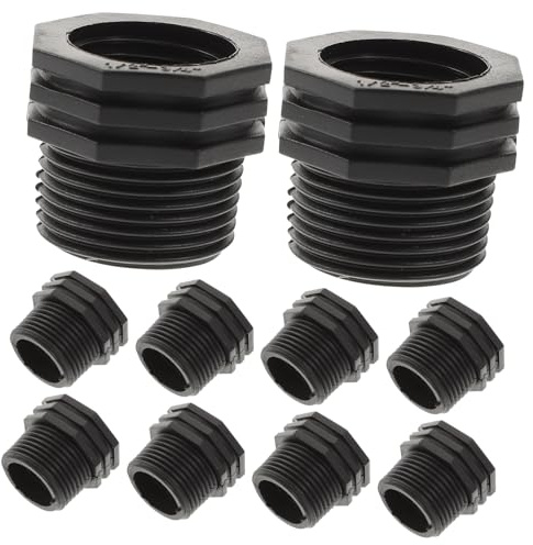 10 Stück Wassertankanschluss aus Pp mit 25mm Gewinde und 20mm Innengewinde | Schwarz, für Schlauchanschluss, Präzises Gewinde, Einfache Montage, für Teich und Industrie