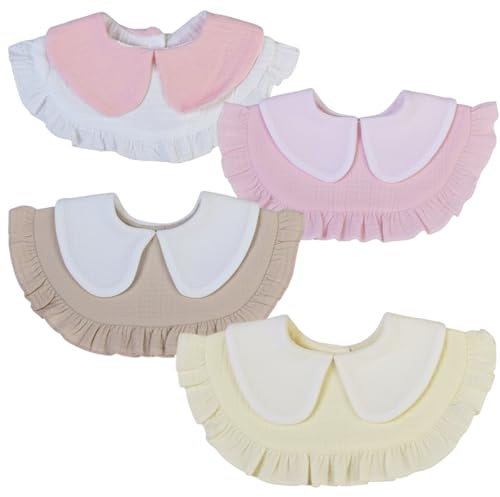 Kaiyzo Lot de 4 Bavettes en Mousseline pour Bébé, Bavoir Bandana Unisexe en Coton avec Design Rotatif à 360 Degrés, Bavettes de Dentition Douces et Absorbantes, Tablier Bébé pour Manger et Saliver