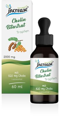 Liposomale Cholin Bitartrat Tropfen hochdosiert - (60.000mg pro Packung) 2000mg pro Tagesdosis davon 820mg Cholin -MCT Öl -Hohe Bioverfügbarkeit