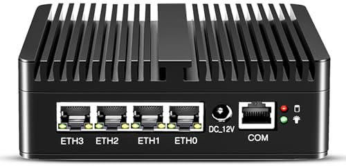 HAICOTECH Lüfterloser Firewall Appliance Celeron 6305 Barebone-Mini-PC, 4 x i226-V-LAN-Ports, Netzwerk-Gateway-Softrouter, unterstützt OPNsense P-F-Sense AES NI HD/DP