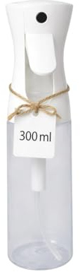 LELE MAKE® Pulverizador Agua Peluquería 300 ml-Fina Niebla Pulverizador Continuo-Bote Spray para Cabello y Piel, Jardinería, Mascotas, Limpieza-Difusor Atomizador (AGUA 300 BLANCO)