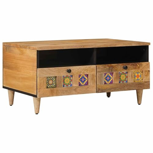 vidaXL Couchtisch Natur 80 x 54 x 40 cm Massivholz Mango, Wohnzimmer, rechteckige Möbel Ideen für viel Platz, Stil und Funktionalität