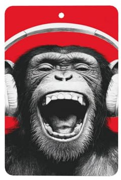 Monkey Wearing Modern Headphone Car Air Freshers 4 Pcs Hanging Scented Cards Fragrance Scented Cards For Car Aromatherapy Tablets